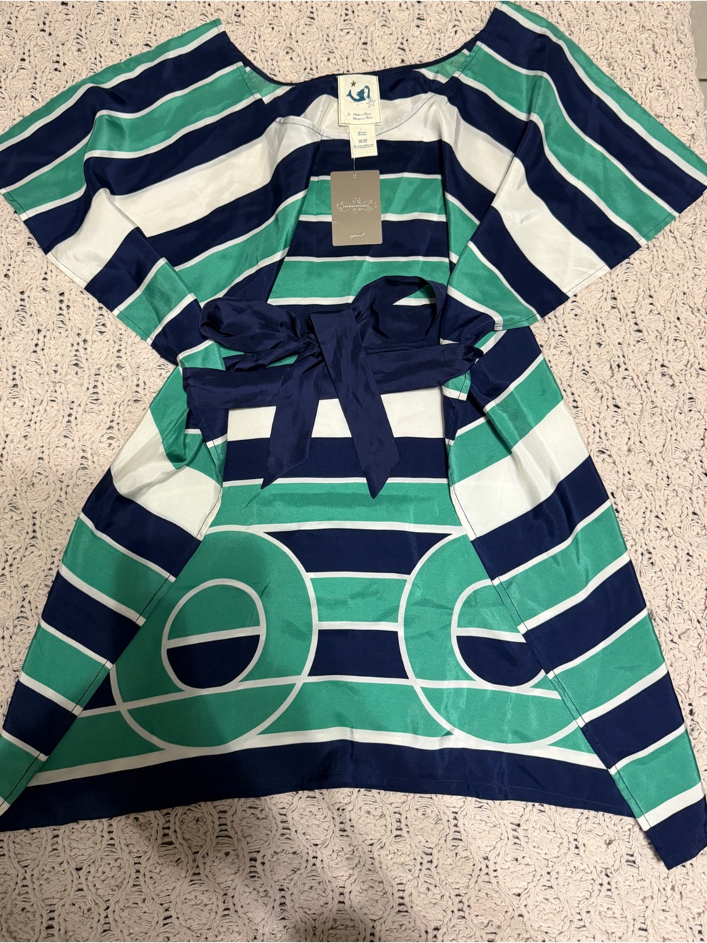 Anthropologie NWT 100% Silk Striped Belted Dress